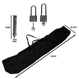 Sac de transport noir pour équipement, deux cadenas en métal argenté avec clés, tube en métal de 79 mm de long et 8 mm de diamètre