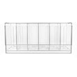 Étagère en métal transparent avec plusieurs compartiments, finition lisse et moderne, idéale pour le rangement et l'organisation des produits