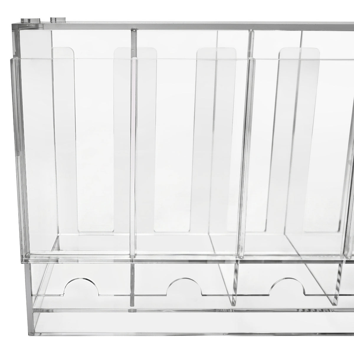 Organisateur de bureau en acrylique transparent, avec plusieurs compartiments rectangulaires pour un rangement élégant et pratique