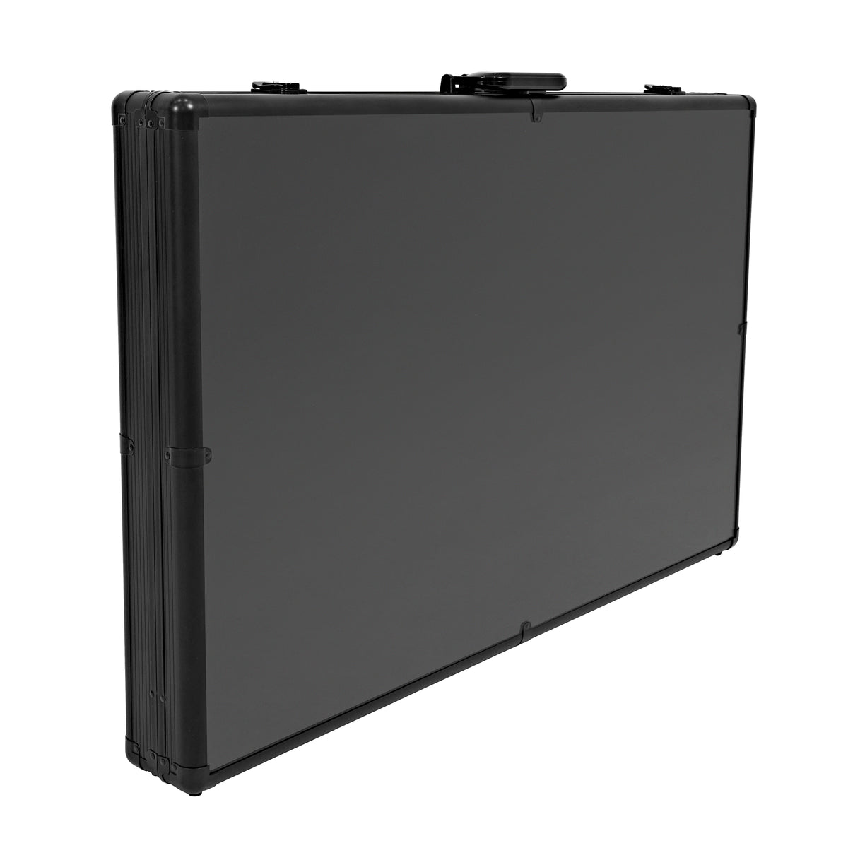 Malette de transport noire, rectangulaire, en plastique durable avec des coins renforcés et une poignée pour un transport facile