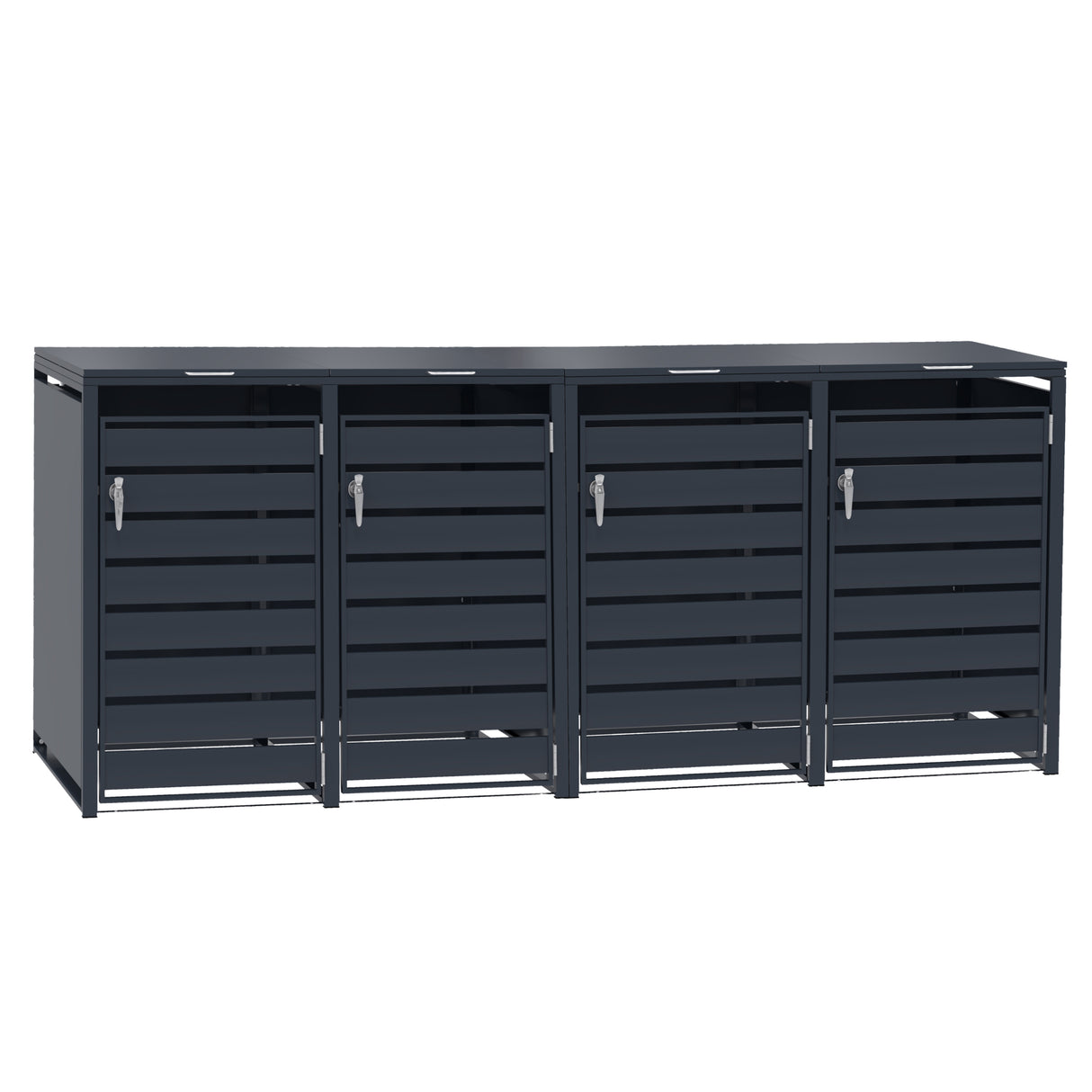 Abri Métallique pour 4 Poubelles à Roulettes - Anthracite