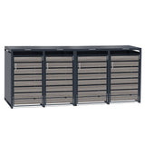 Abri Métallique pour 4 Poubelles à Roulettes - Anthracite et Bois Gris