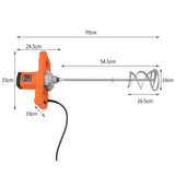Batteur à main T-Mech orange avec un fouet en acier inoxydable, dimensions 79 cm x 24,5 cm, idéal pour mélanger des pâtes épaisses