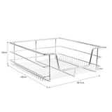 Paniers coulissants en métal chromé, dimensions 43x39,7x14 cm, avec une finition lisse et des bords arrondis pour un rangement pratique