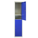Casier de Rangement de 2 Portes en Acier Bleu