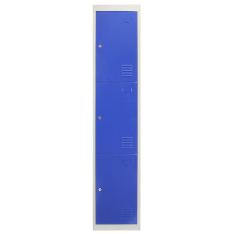 Casier de Rangement de 3 Portes en Acier Bleu