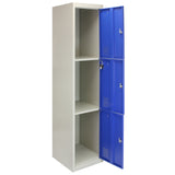 Casier de Rangement de 3 Portes en Acier Bleu