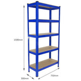 Monster Racking - 2 Rayonnages T-Rax en Acier Bleu 75cm x 30cm x 150cm