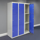 Casier de Rangement de 3 Portes en Acier Bleu