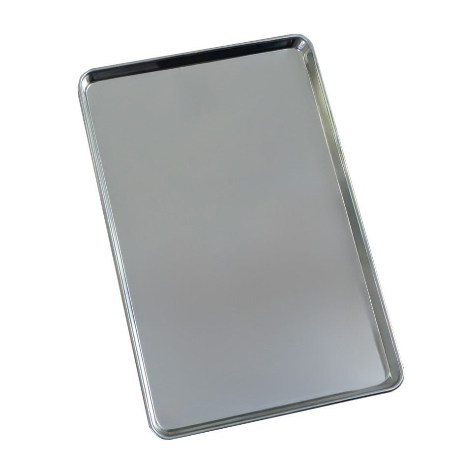 Plateau en acier inoxydable rectangulaire, surface lisse et brillante, idéal pour cuire des pizzas et pâtisseries au four professionnel KuKoo