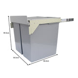 Poubelle incastrable KuKoo de 90 L, en plastique gris, avec dimensions de 56,5 cm de large et 49,5 cm de haut, design moderne et fonctionnel