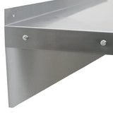 Plan de travail en inox de 180 cm avec finition lisse, bord arrondi et fixation murale, idéal pour cuisine ou espace de travail