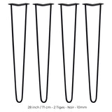 Pieds de table noirs en métal de 71 cm avec deux tiges de 10 mm, design élégant et moderne, parfaits pour meubles contemporains