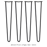 Quatre pieds de table noirs de 71 cm, en métal avec deux tiges de 12 mm, au design élégant et moderne, parfaits pour meubles