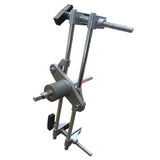 Mortaiseuse T-Mech en métal argenté avec 6 fraises, design robuste et ajustable, idéale pour le travail du bois et la précision