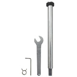 Mortaiseuse T-Mech en métal argenté avec 6 fraises, clé et outils, offrant robustesse et précision pour le travail du bois