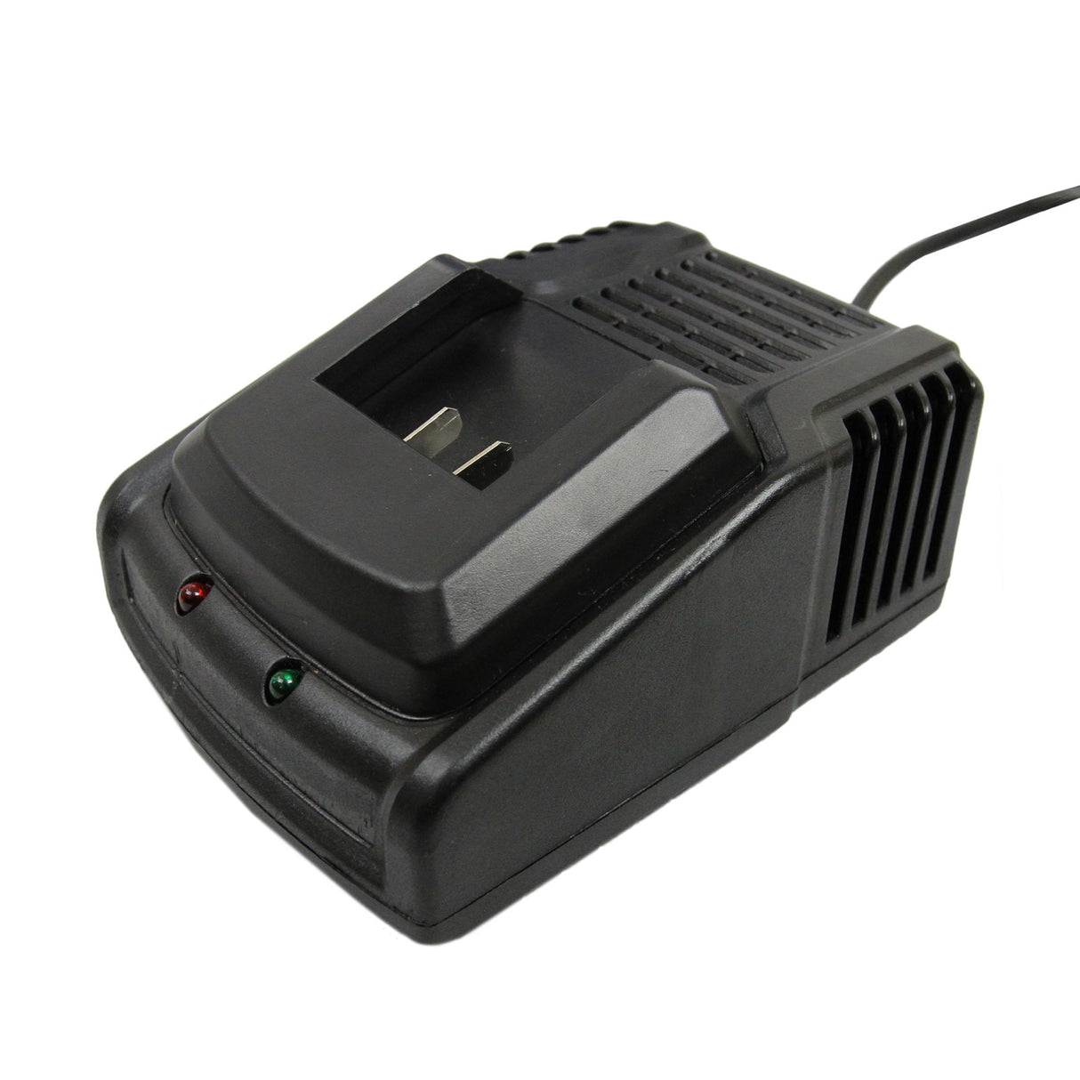 Chargeur noir pour agrafeuse-cloueuse électrique T-Mech, avec indicateurs lumineux rouge et vert, design compact et robuste