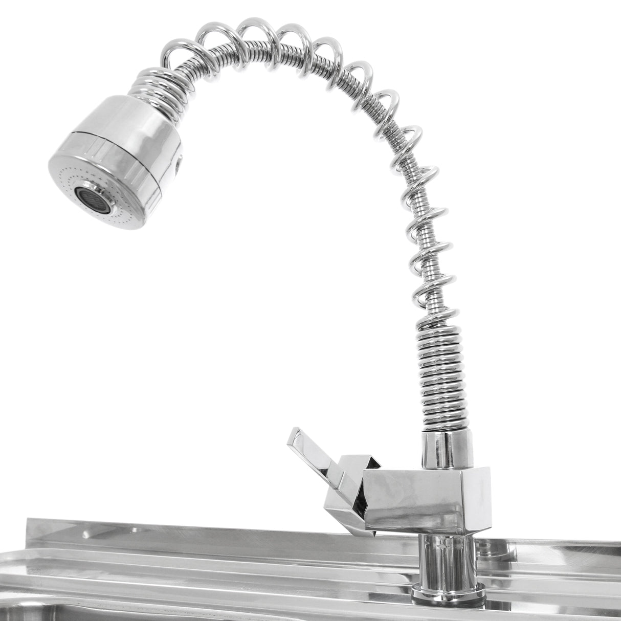 KuKoo Évier Commercial en Inox sur Pied à 2 Cuves – Égouttoir à Droite
