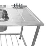 KuKoo Évier Commercial en Inox sur Pied à 2 Cuves – Égouttoir à Droite