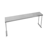 Étagère d'appoint en métal argenté, d'une longueur de 150 cm, avec une surface lisse et des supports robustes, idéale pour le rangement