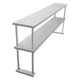 Étagère d'appoint à deux niveaux en métal argenté, design moderne, surface lisse et épurée, idéale pour le rangement et la décoration