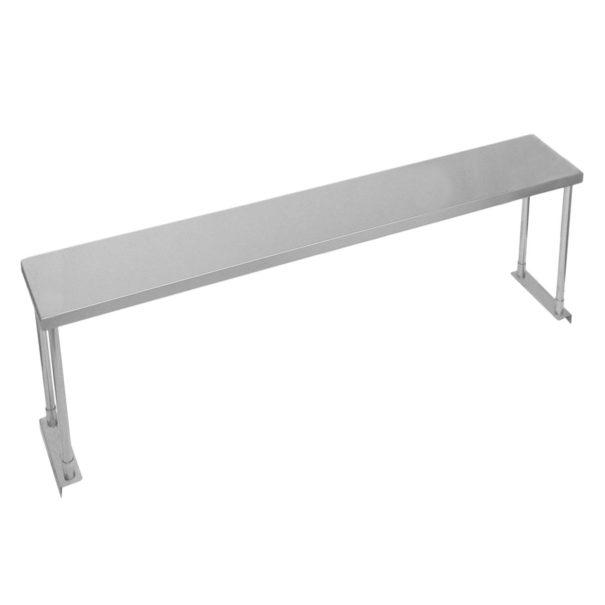 Étagère d'appoint en métal argenté, design épuré et moderne, mesure 180 cm de long, surface lisse et résistante, idéale pour le rangement