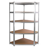 Rayonnage d’angle Galwix en acier galvanisé, 90 cm x 30 cm x 180 cm, avec étagères en bois, finition robuste et moderne