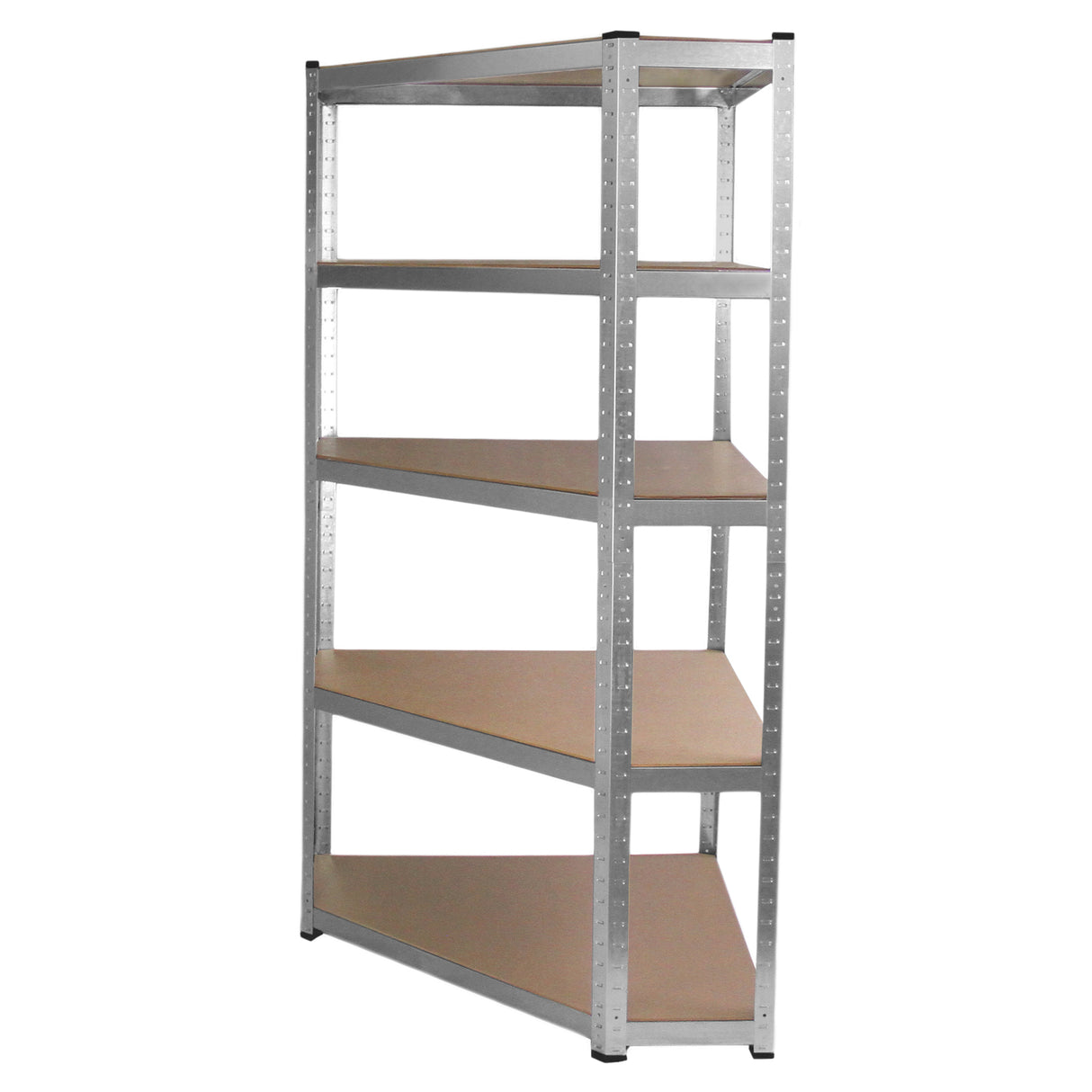 Rayonnage d'angle Galwix en acier galvanisé, dimensions 90 cm x 30 cm x 180 cm, avec étagères en bois clair et finition lisse