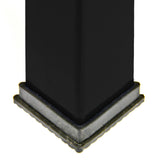 Pied en acier noir du établi de travail Q-Rax, avec une base solide et texturée, offrant stabilité et durabilité pour un usage intensif