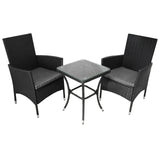 Jardí Set Bistro en Rotin Noir