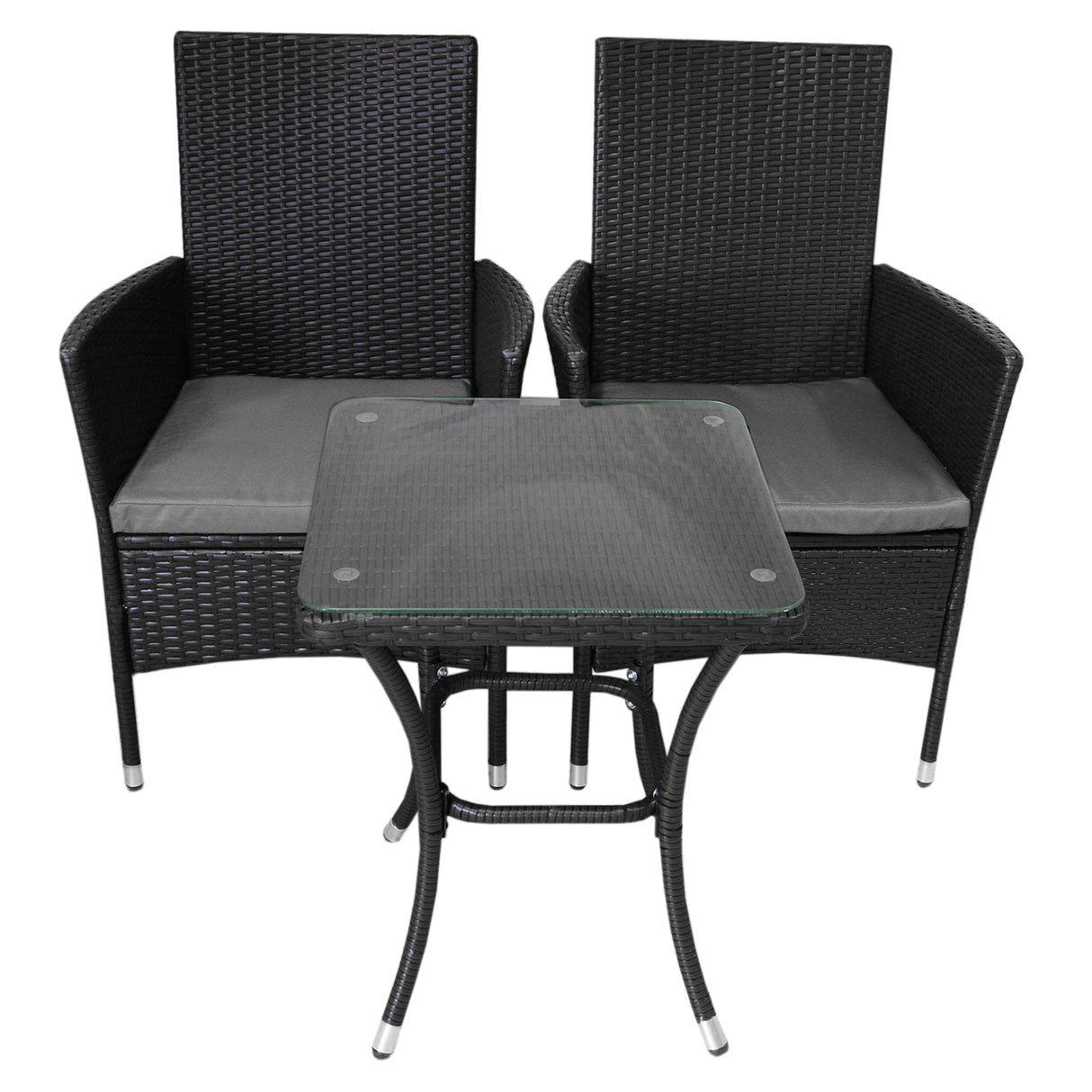 Jardí Set Bistro en Rotin Noir