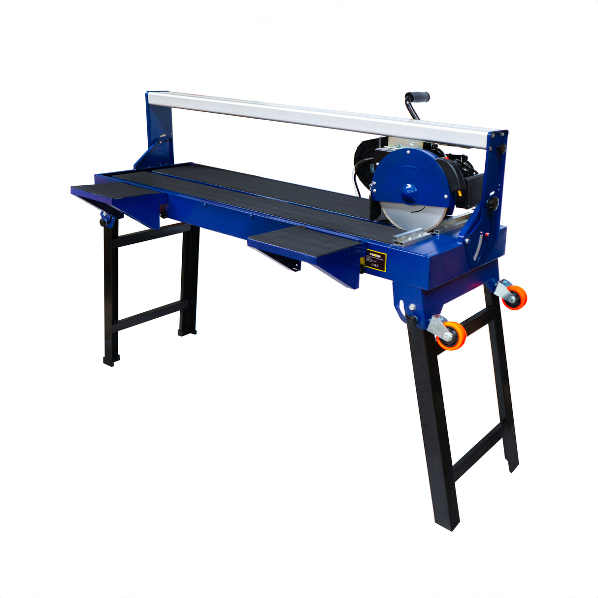 Scie de carrelage sur table de 920 mm, couleur bleue, avec un moteur de 1200 W et un support robuste en métal noir