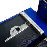 Scie de carrelage sur table avec lame de 920 mm, guide en métal, surface noire texturée et réglage précis pour coupes exactes