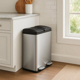 Poubelle de Recyclage à Double Bac 60 L - Acier inoxydable