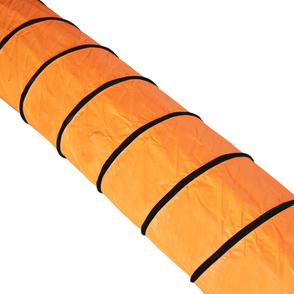 Conduit flexible orange de 6 m, 250 mm de diamètre, avec des bandes noires, conçu pour un ventilateur industriel MAXBLAST