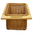 Panier coulissant en pin de 400 mm, tressé en osier naturel, avec une finition en bois lisse et des poignées pratiques pour le transport