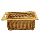 Paniers coulissants en pin naturel, tressés, avec poignées en bois, parfaits pour le rangement dans la maison ou le bureau
