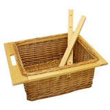 Paniers coulissants en pin de 500 mm, tressés en osier naturel, avec poignées en bois, parfaits pour le rangement et l'organisation