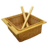 Panier coulissant en pin de 600 mm, tressé, avec poignées, finition naturelle et texture douce, idéal pour le rangement