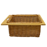 Paniers coulissants en pin de 500 mm, tressés avec une finition naturelle, poignées en bois, parfaits pour le rangement élégant