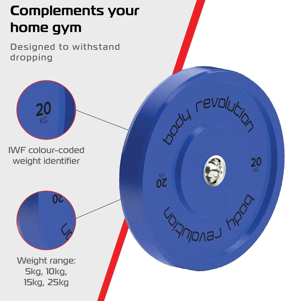 Lot de 2 Disques Olympiques Bumpers - 40 kg (2 x 20 kg)