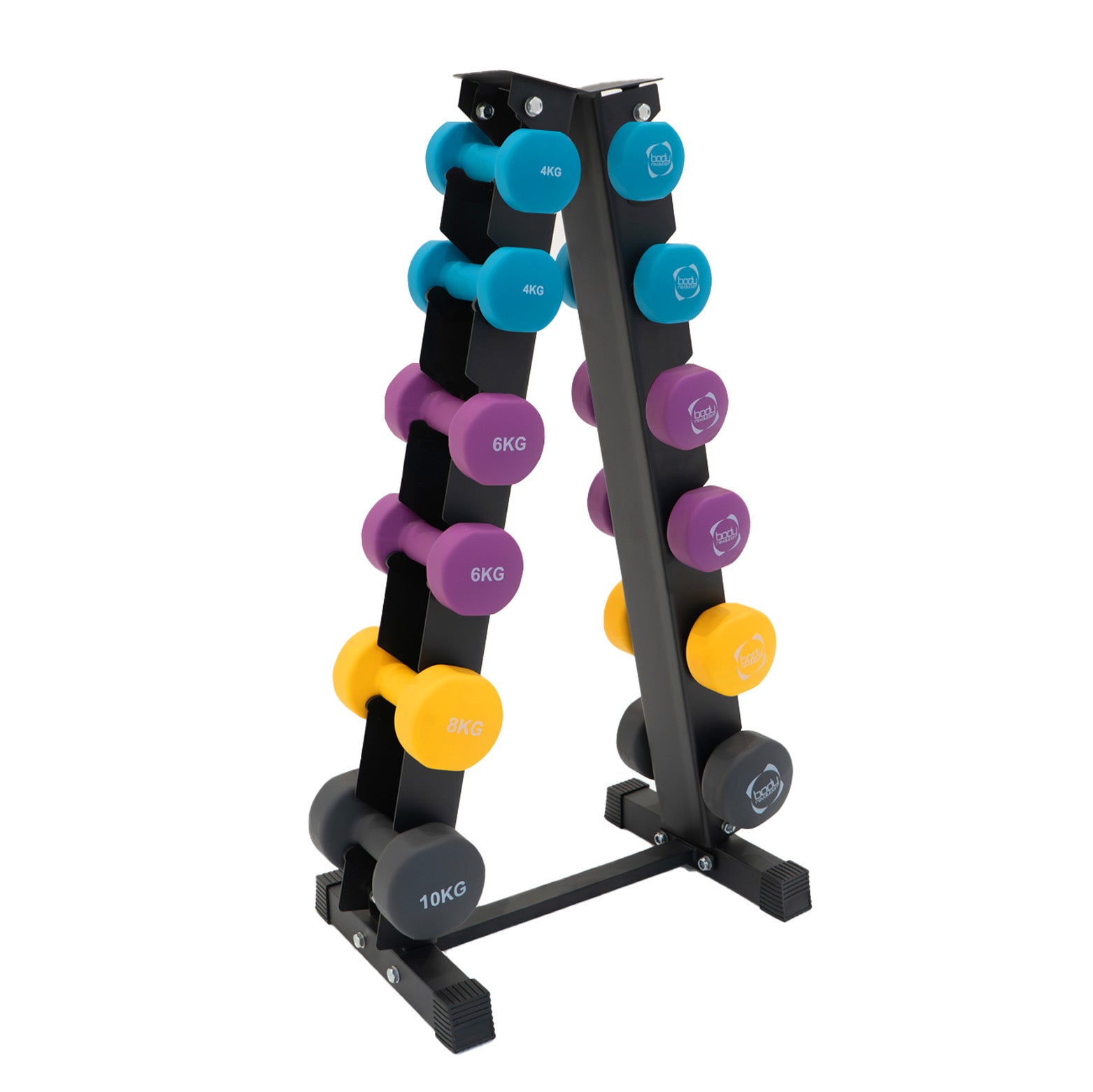 Support D'haltères SquEqu En Néoprène Et Plastique – 6 Positions, Pour Haltères De 0,5 à 14,5 Kg, Compact, 23x23x8 Cm