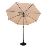 Parasol Inclinable à LED 2,7 m & Socle en Béton - Beige