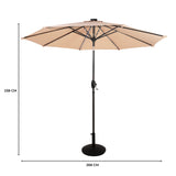 Parasol Inclinable à LED 2,7 m & Socle en Béton - Beige