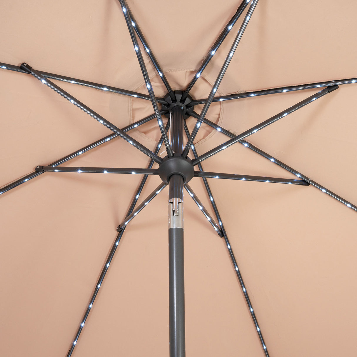 Parasol Inclinable à LED 2,7 m & Socle en Béton - Beige