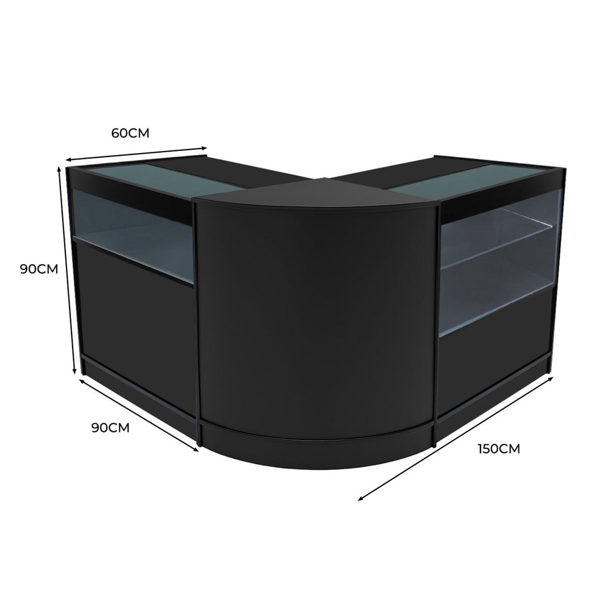 Comptoirs de Vente à LED Ensemble Adonis - Noir CM60, B900, C900