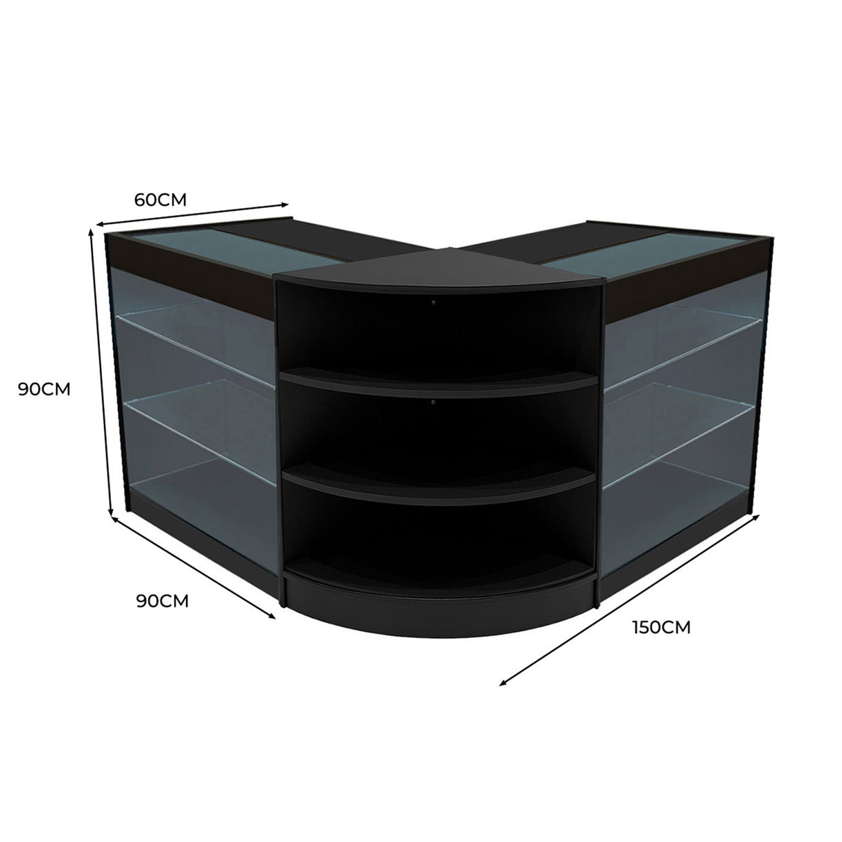 Comptoirs de Vente à LED Ensemble Apollo - Noir LM60, 2 x K900