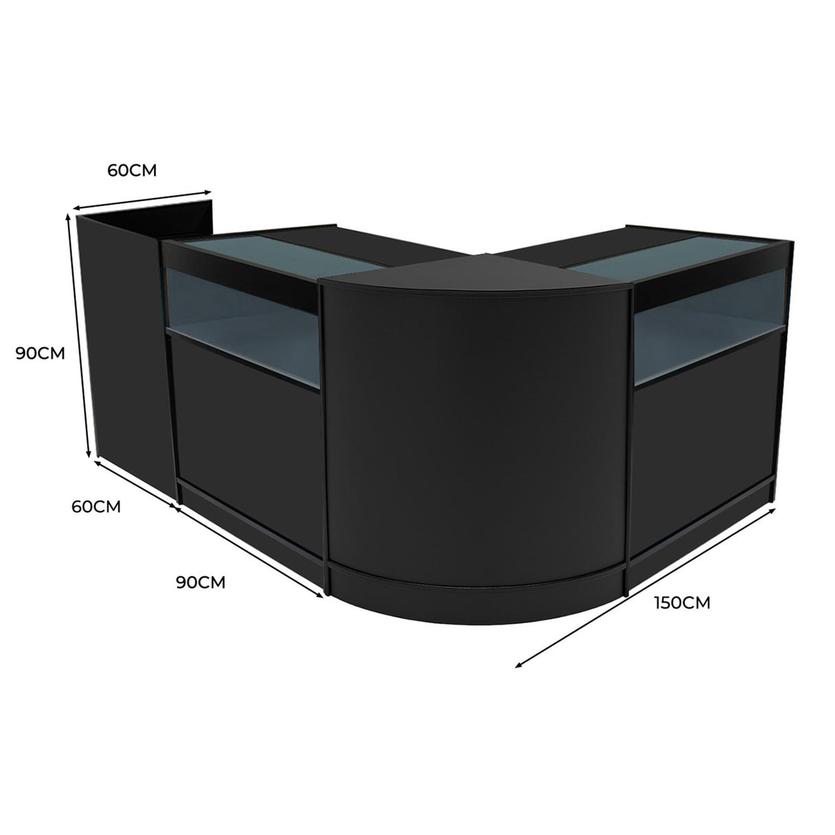 Comptoirs de Vente à LED Ensemble Luna - Noir CM60, 2 x B900, TB60