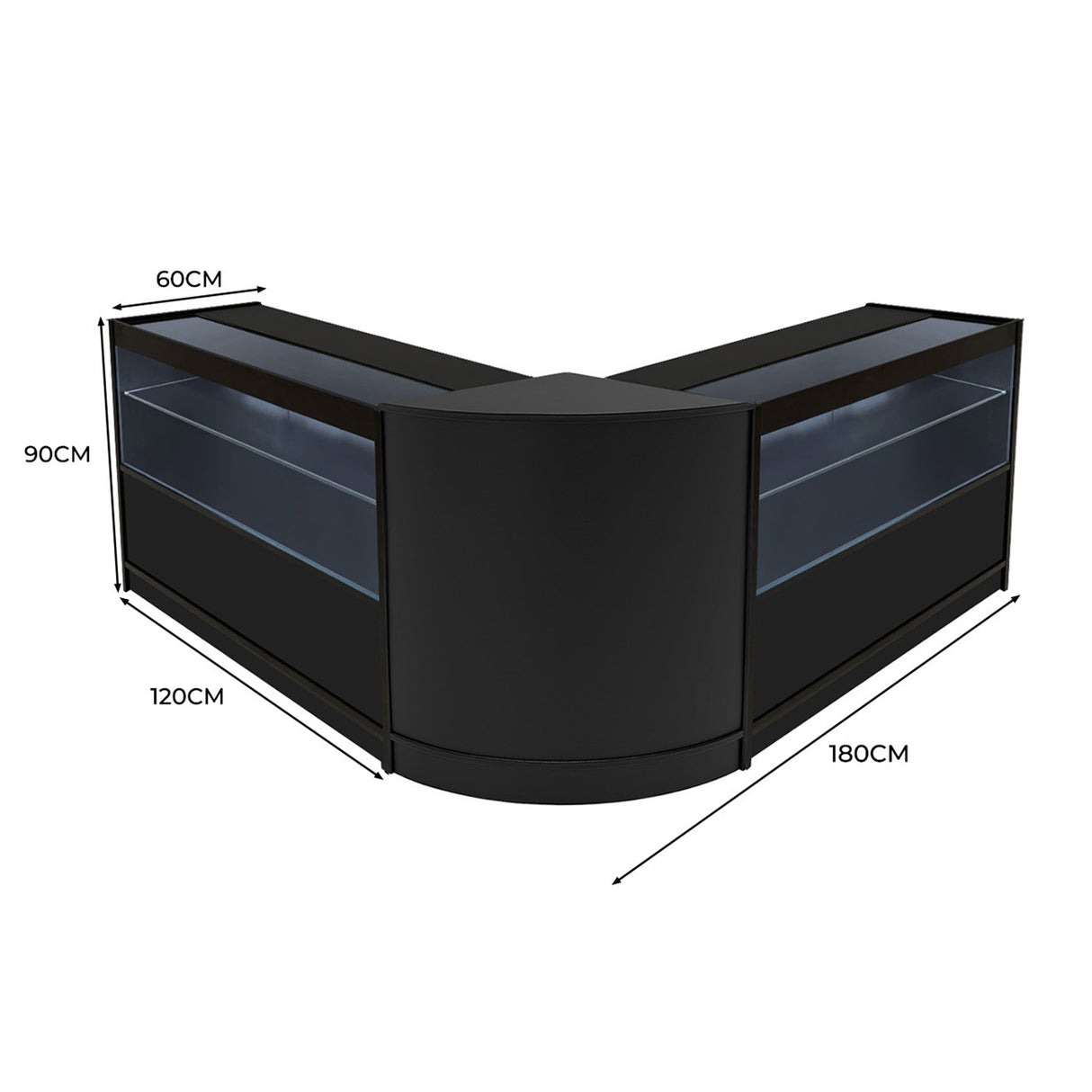 Comptoirs de Vente à LED Ensemble Selene - Noir CM60, 2 x C1200