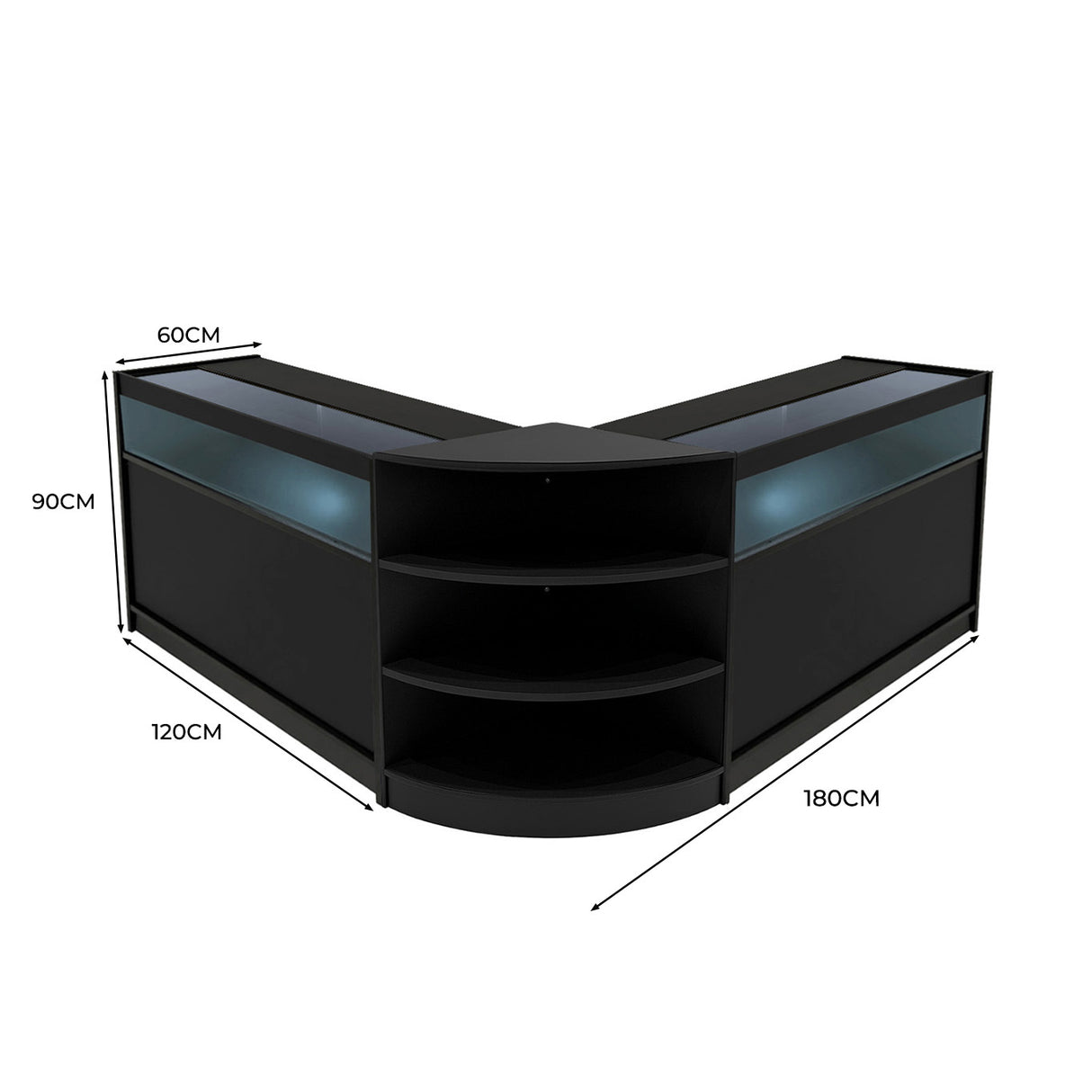Comptoirs de Vente à LED Ensemble Theseus - Noir LM60, 2 x B1200